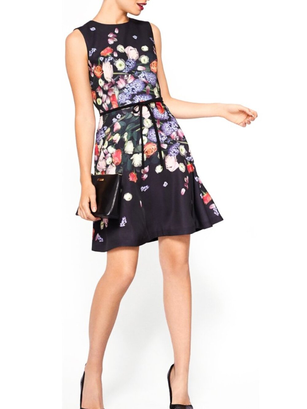 Ted Baker Izobela Kensington Black Floral Dress Size US 6 TB 2
